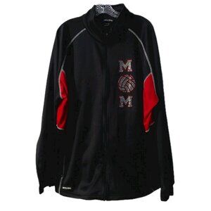 Holloway Adult Jacket Size 2XL Mom Volleyball Rhinestones Glitter Red Black READ